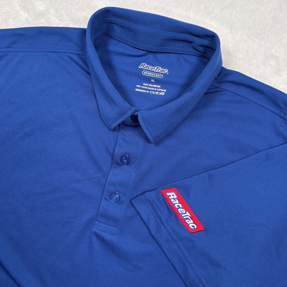 RaceTrac Gas Station Polo Shirt Men XL Blue Short Sleeve Performance Employee